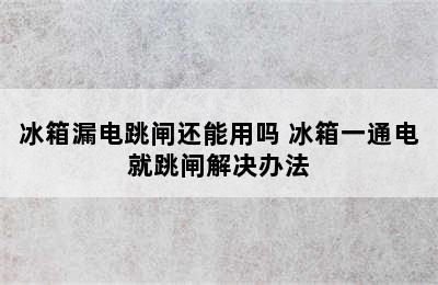 冰箱漏电跳闸还能用吗 冰箱一通电就跳闸解决办法